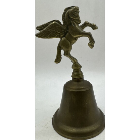 Brass Bell With Pegasus Winged Horse Handle Vintage 5.5" - Picture 3 of 4